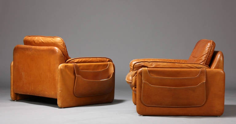 Swiss Pair of Early 1970s Club Chairs by De Sede