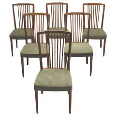 Set of Six 1940s Danish Spindle Back Dining Chairs
