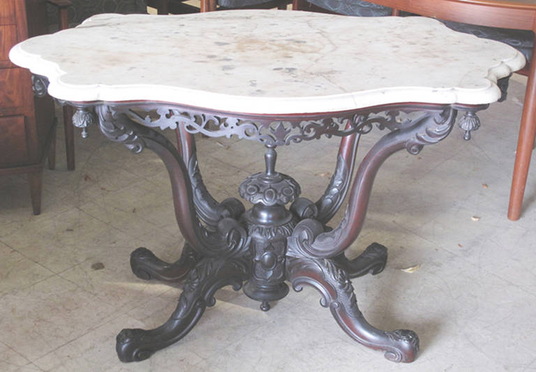 Mahogany Pair of Anglo-Indian 19th Century Finely Carved Center Tables