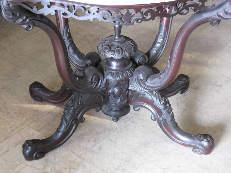 Pair of Anglo-Indian 19th Century Finely Carved Center Tables In Good Condition In Hudson, NY