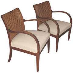 Pair of Danish Caned Back Armchairs in the Manner of Frits Henningsen 6