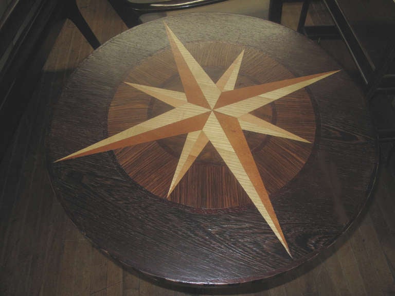 Neoclassical Swedish Inlaid Low Center Table with Nautical Star
