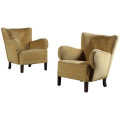 Pair of 1940s Danish Upholstered Low Armchairs 3