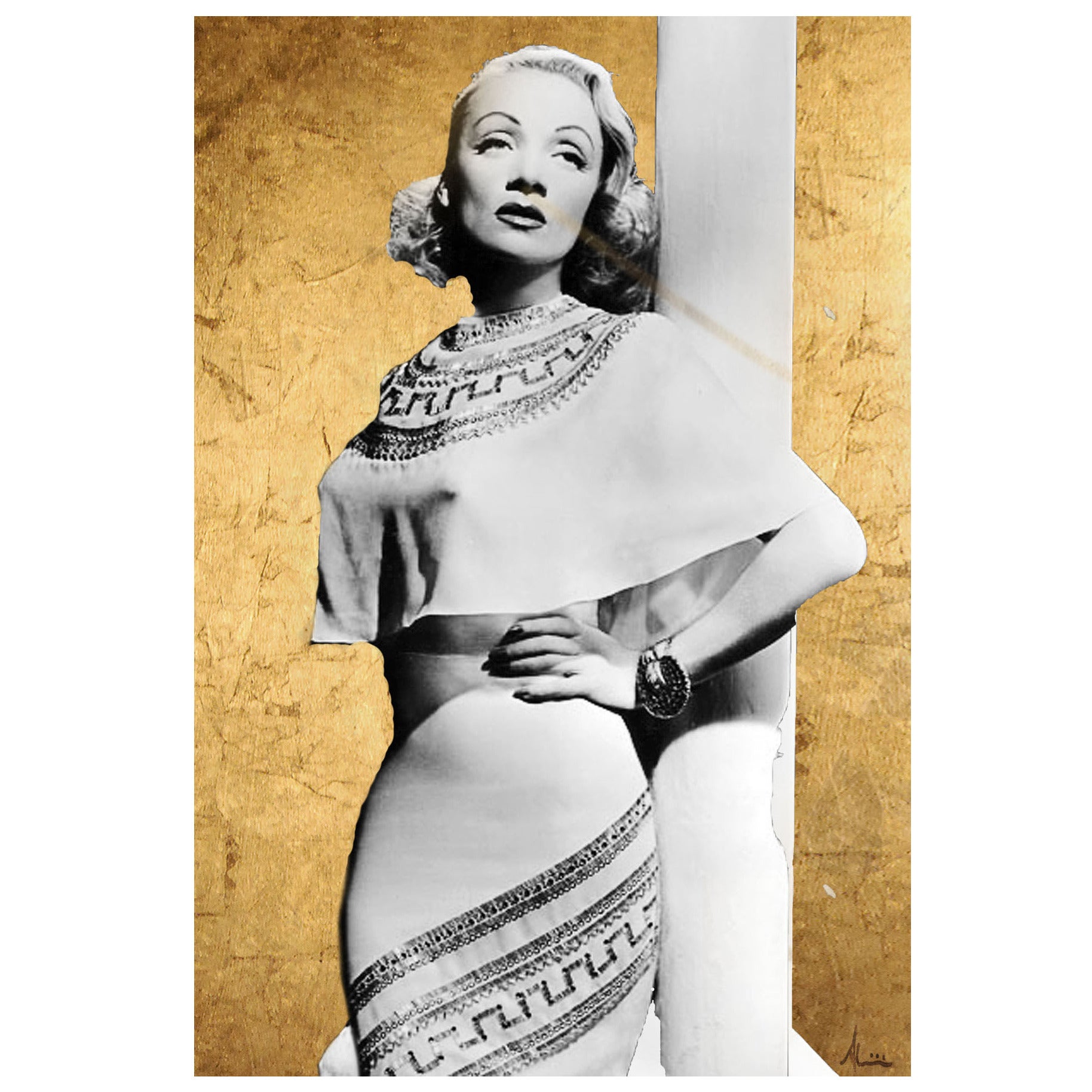 Mixed-Media Artwork of Marlene Dietrich