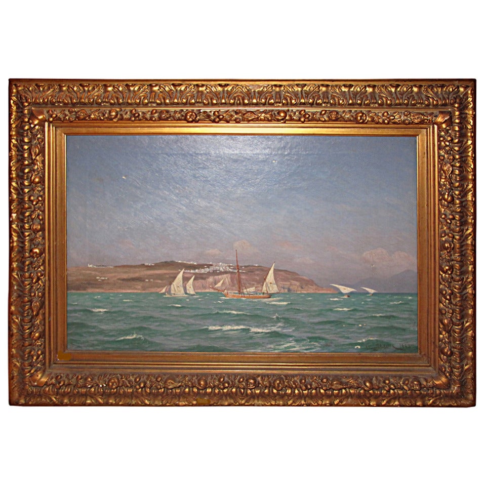 Danish 19th Century Seascape Painting by Viggo Helsted For Sale