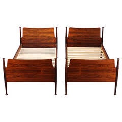 Pair of Danish Modern Finely Figured Rosewood Beds