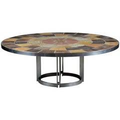 Danish 1960s Low Coffee Table Comprised of a Steel Base with Inlaid Tile