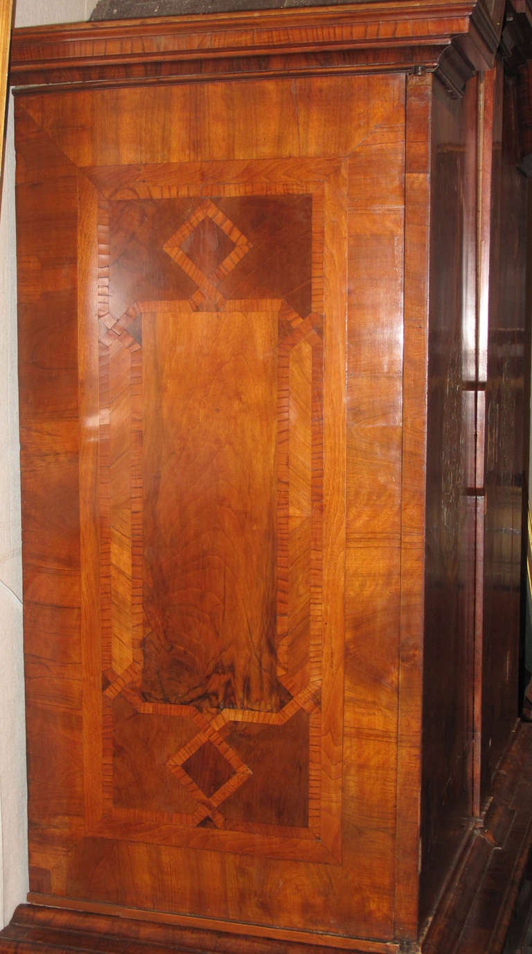 South German Inlaid Baroque Cabinet on Chest In Good Condition For Sale In Hudson, NY