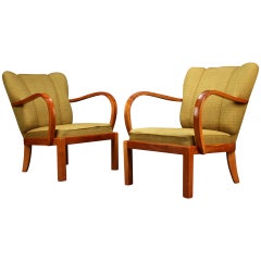 Pair of 1930s-1940s Danish Modern Elm Armchairs