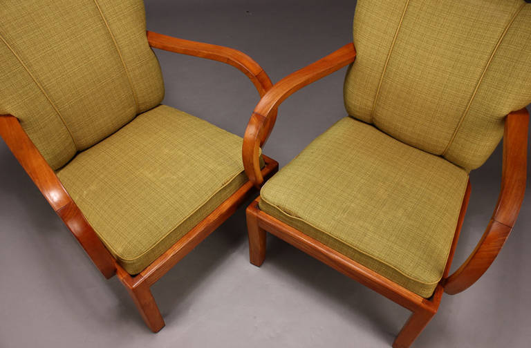 Upholstery Pair of 1930s-1940s Danish Modern Elm Armchairs