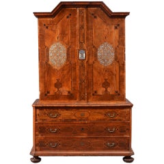 South German Inlaid Baroque Cabinet on Chest