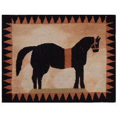 American Hooked Rug Depicting a Horse