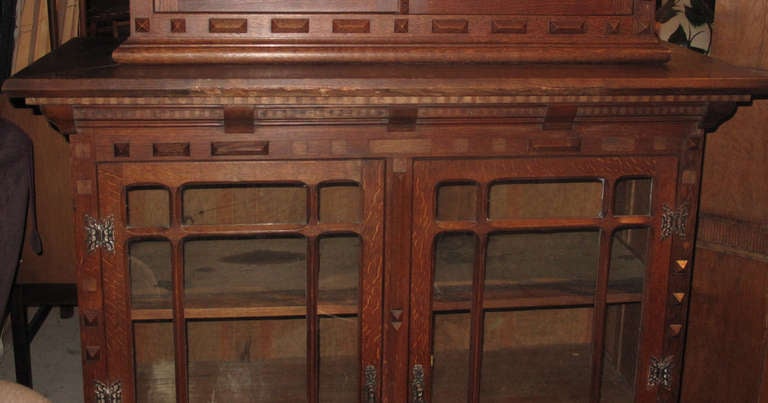British English Arts & Crafts Two-Part Bookcase For Sale