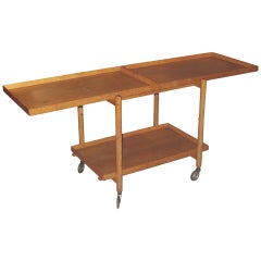 Danish 1950-1960 Adjustable Oak Trolley or Tray Table