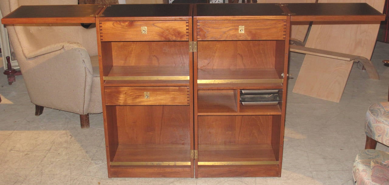 Danish 1950s-1960s Teak and Brass-Mounted Bar Cabinet In Good Condition In Hudson, NY