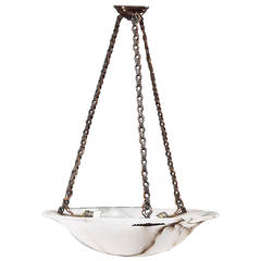 Antique Italian 1920s Alabaster Bowl Form Chandelier