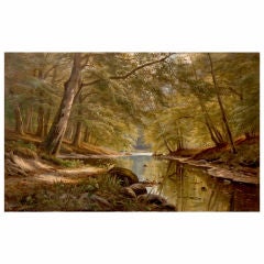 Antique River Landscape by A Jacobsen