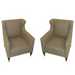 Pair Small English Club Chairs