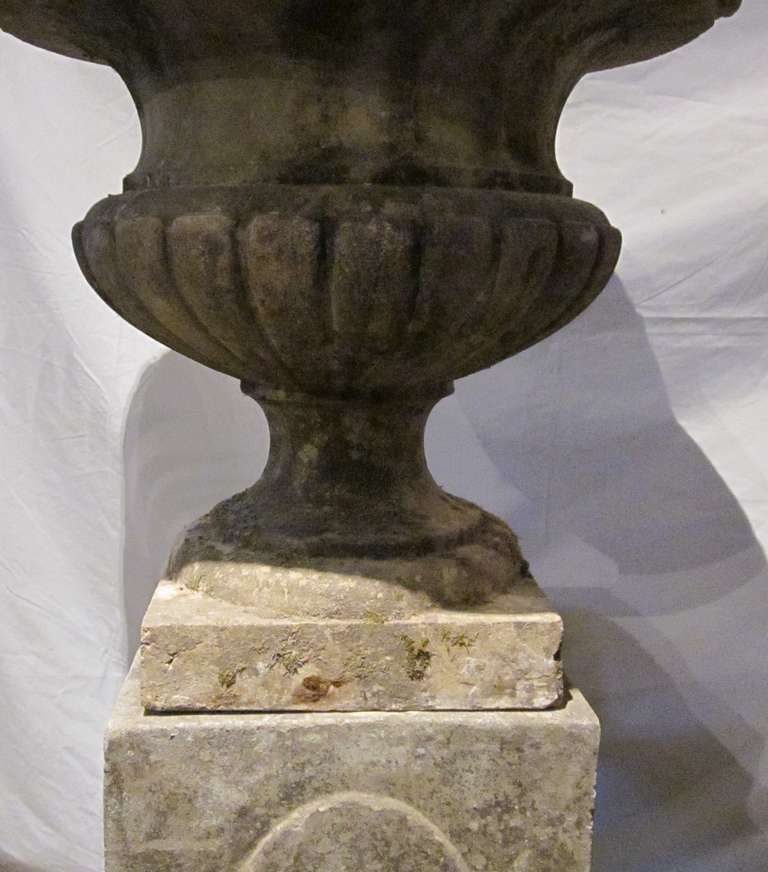 1920's English Stone Urn on Plinth 1