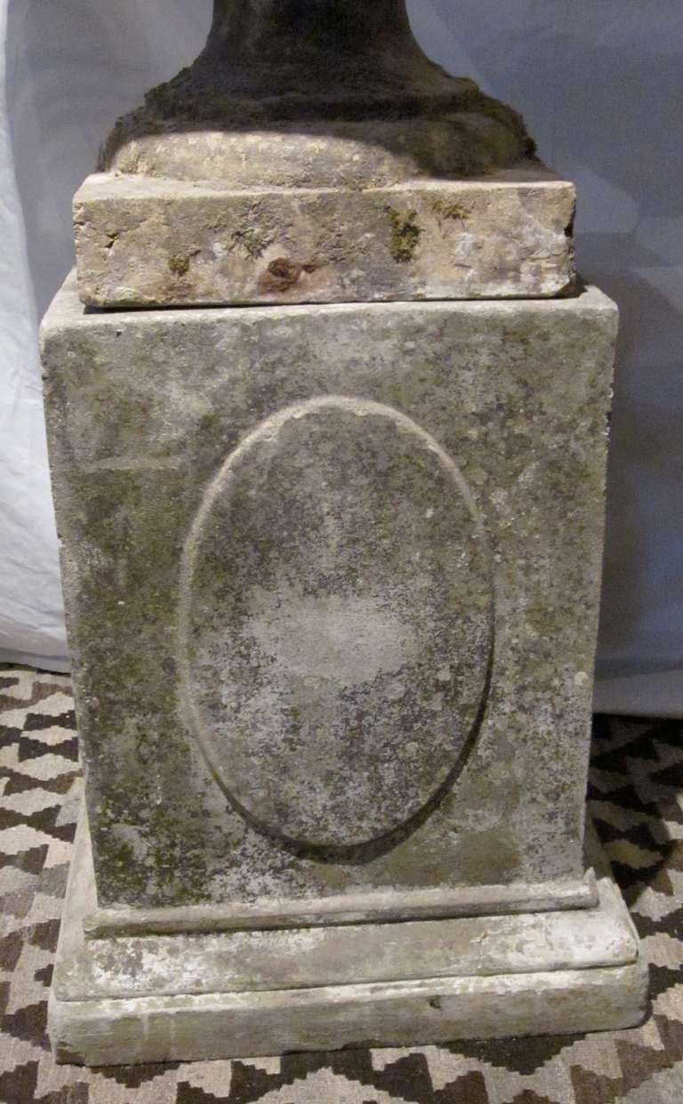 1920's English Stone Urn on Plinth 2