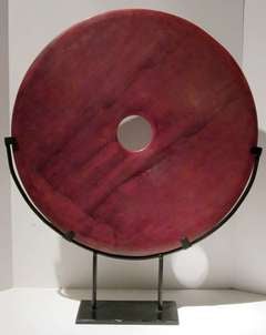 Chinese Extra Large Magenta Jade Disc
