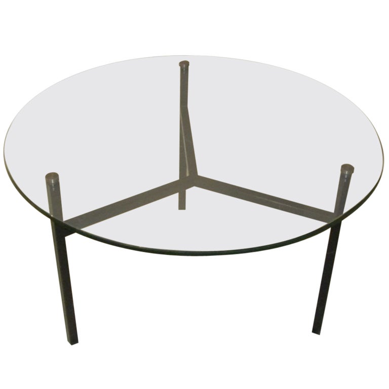 Black Iron Base Coffee Table At 1stdibs, Coffee Table Round Glass Top Black