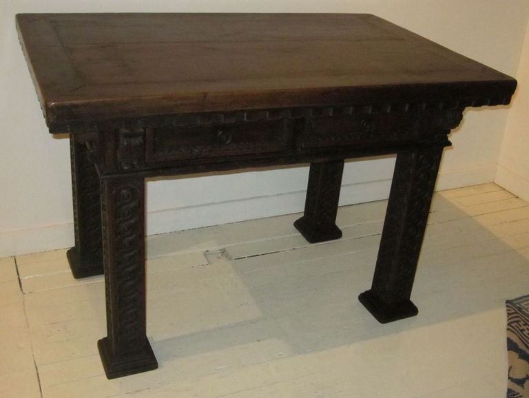 Hall Side Table 19th c. tuscan dark wood carved legs center hall/side table at 1stdibs Hall Side Table 19th c. tuscan dark wood carved legs center hall/side table at 1stdibs