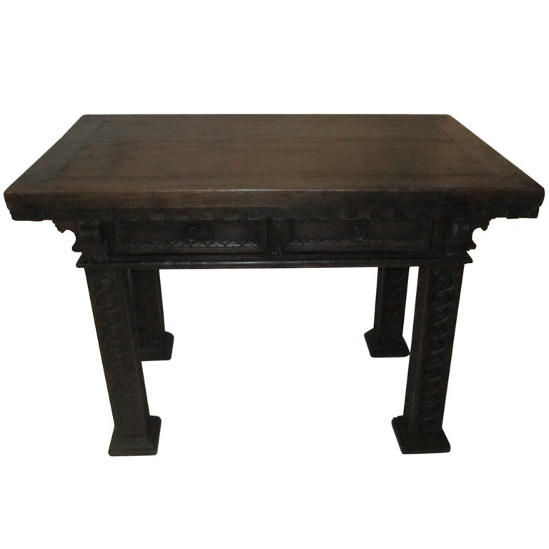 Hall Side Table 19th c. tuscan dark wood carved legs center hall/side table at 1stdibs Hall Side Table 19th c. tuscan dark wood carved legs center hall/side table at 1stdibs