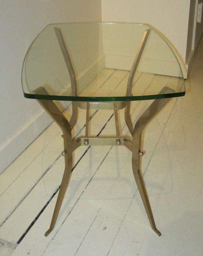 1960's French Brass Base Glass top Small Side Table at 1stDibs