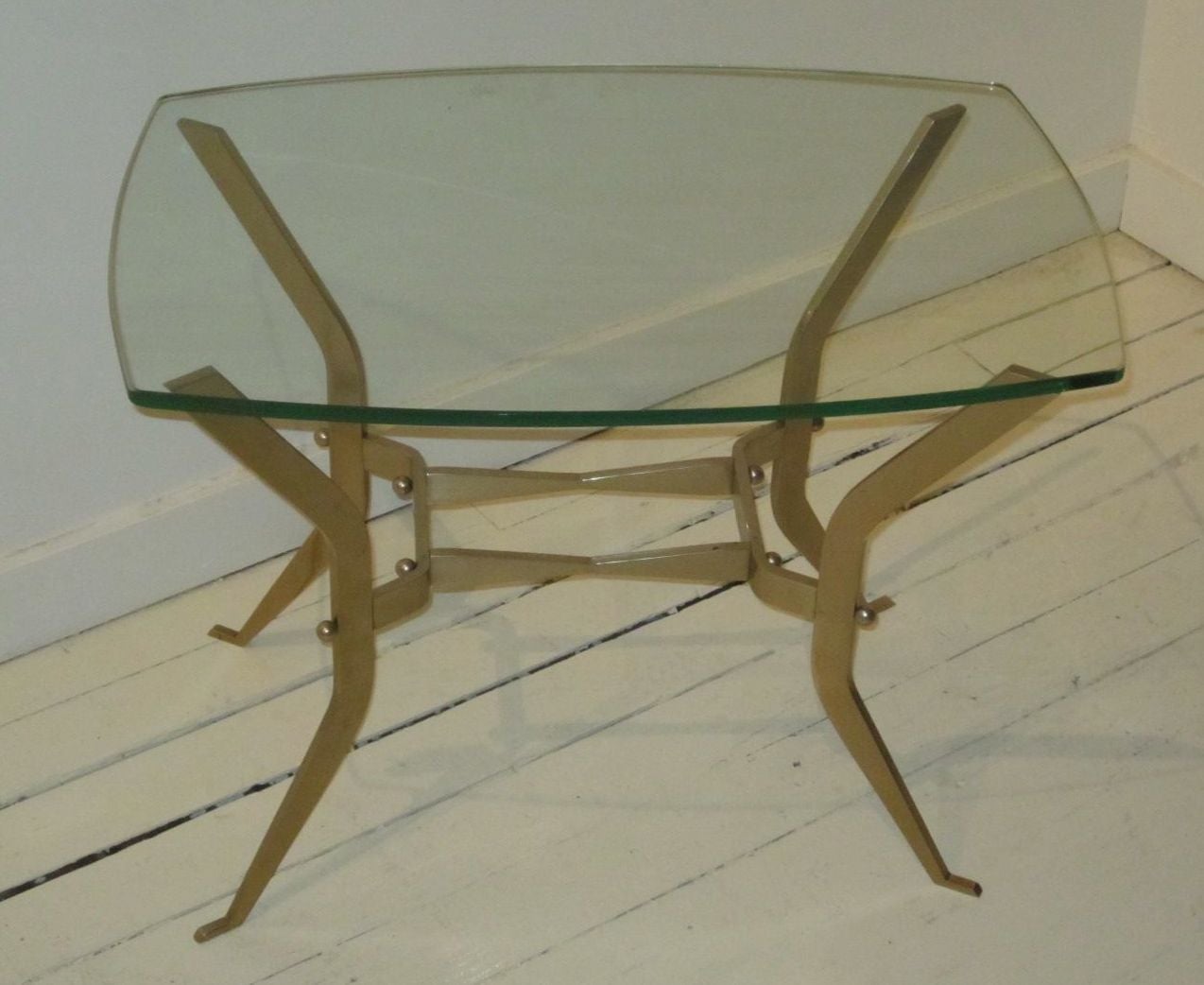 1960's French Brass Base Glass top Small Side Table at 1stDibs
