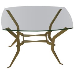 1960
s French Brass Base Glass top Small Side Table