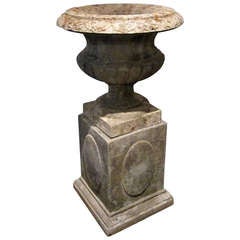 1920's English Stone Urn on Plinth