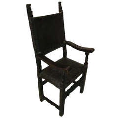 Used 19th c. Leather Bishops Chair