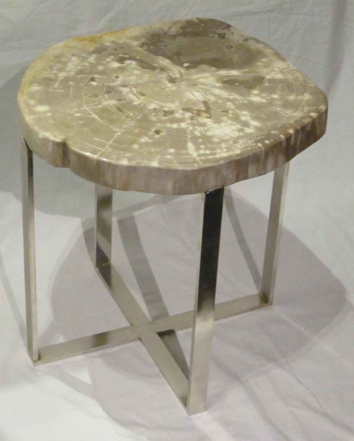 Petrified Wood Slice Side Table For Sale at 1stdibs