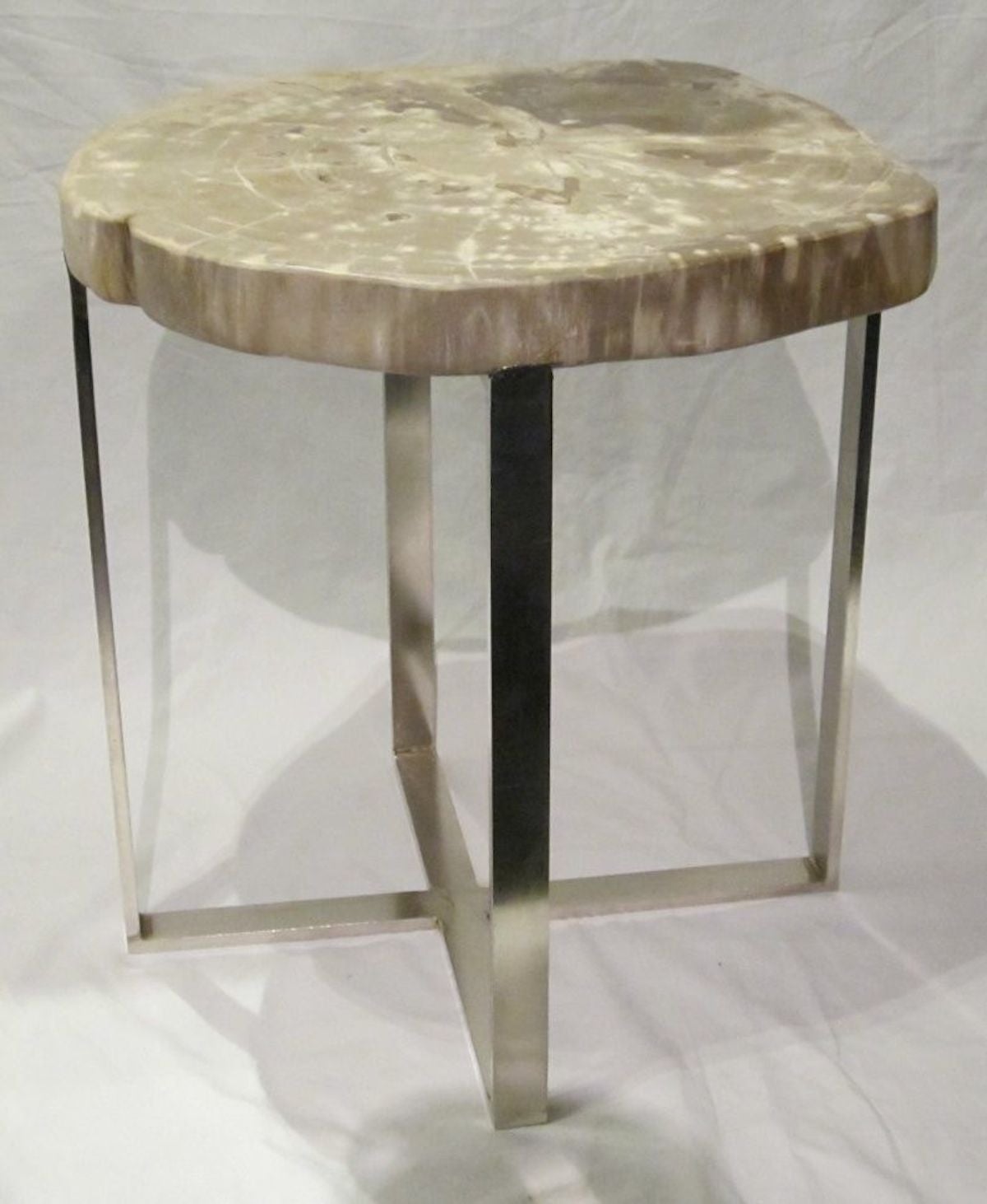Petrified Wood Slice Side Table For Sale at 1stdibs