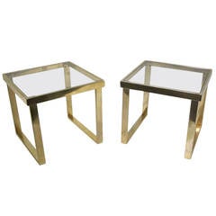 Bronze and Glass Pair of Cocktail Tables, French, 1960s