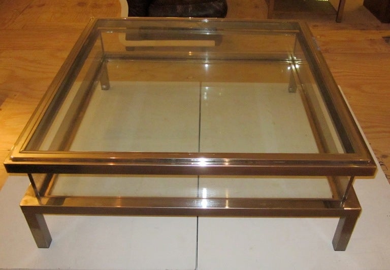 French 1960's Maison Jansen Chrome and Glass Vitrine Coffee Table