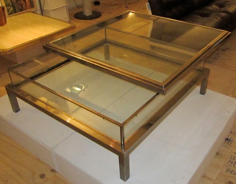 1960's Maison Jansen Chrome and Glass Vitrine Coffee Table In Excellent Condition In New York, NY