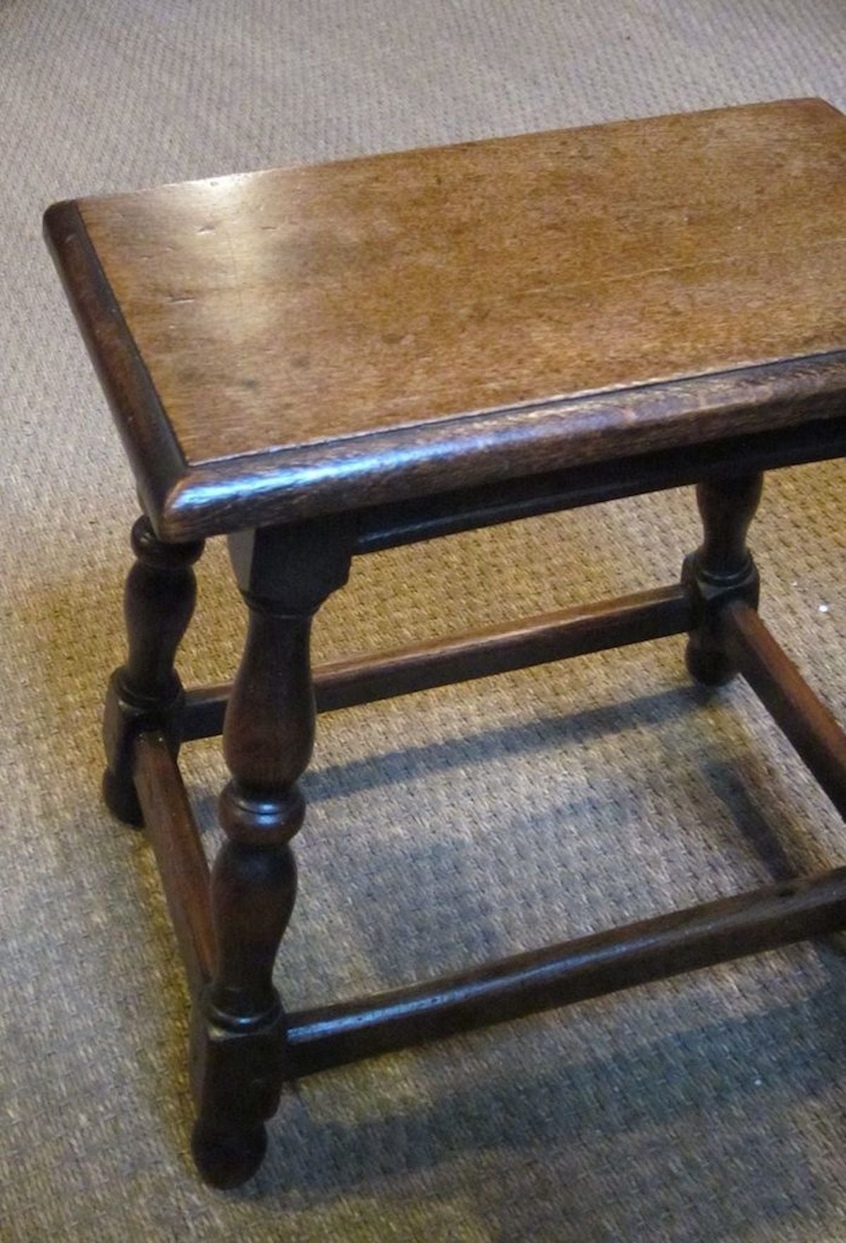 Oak Antique Wooden Joint Stool/Side Table, England, 19th Century