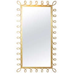 1950's French Gold Gilt Iron Frame Mirror