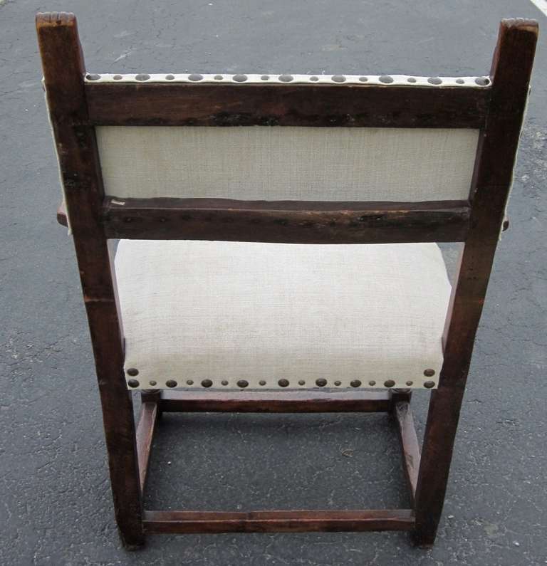 18th Century and Earlier 18th Century Upholstered and Walnut Side Chair, Italy