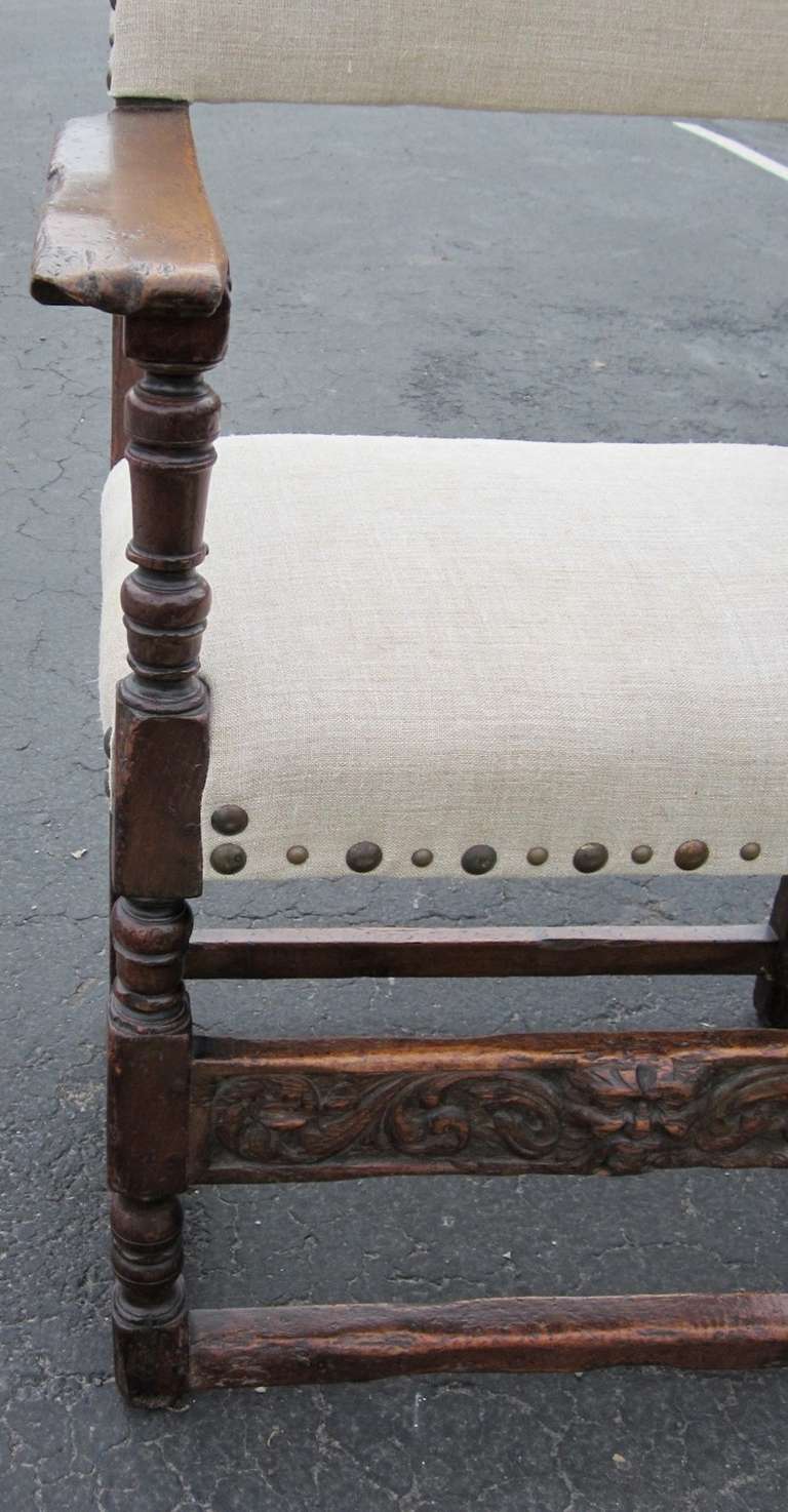 18th Century Upholstered and Walnut Side Chair, Italy 2