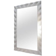 Oak Wavy Wide Frame Mirror, France, 1940s 10