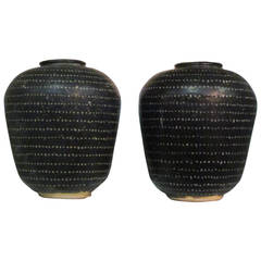 Black Dotted Large Vases, China, Contemporary