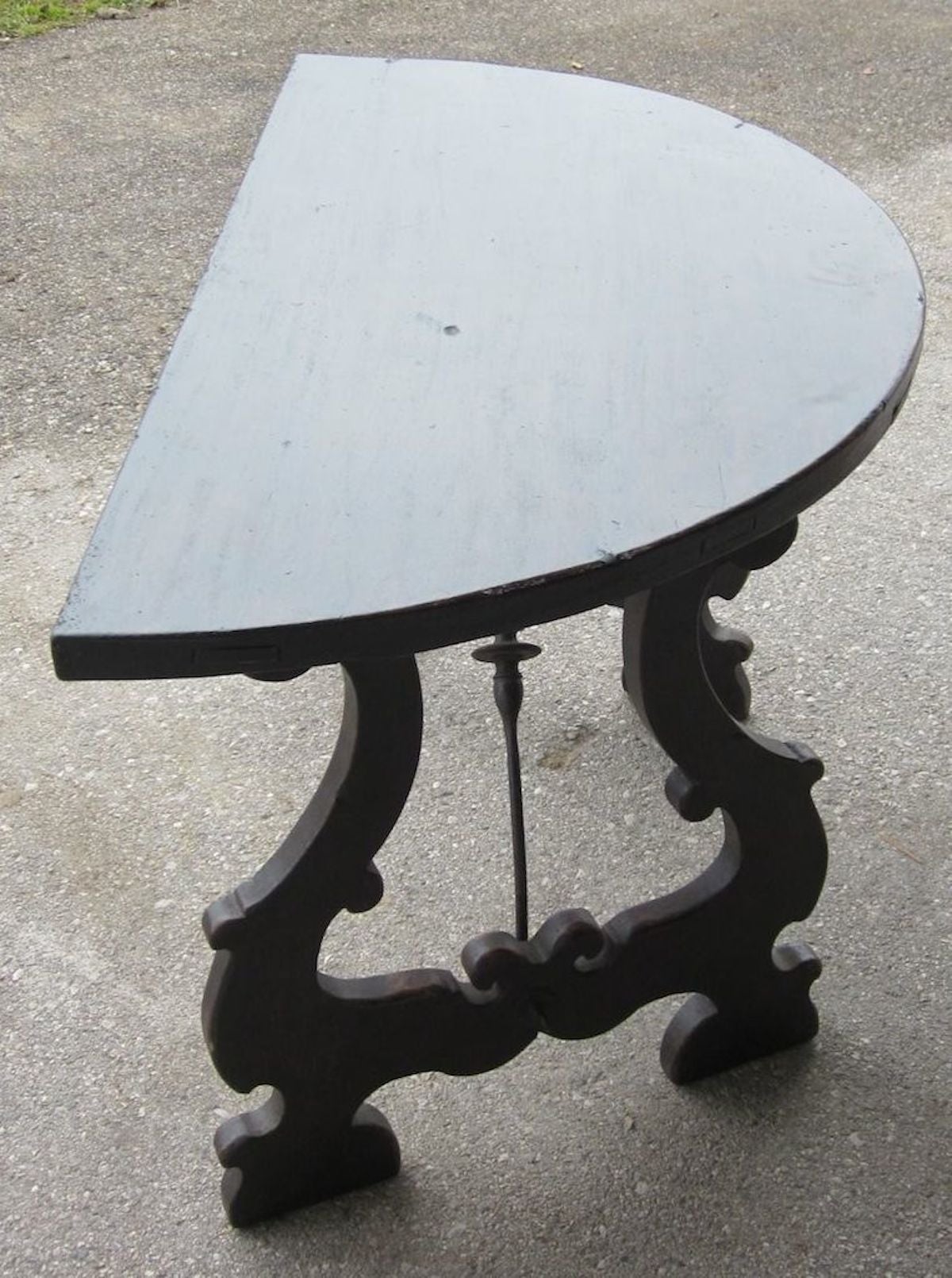 Walnut Pair of 18th Century Italian Demilune Tables