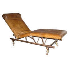 19thC French Reclining Leather Chaise