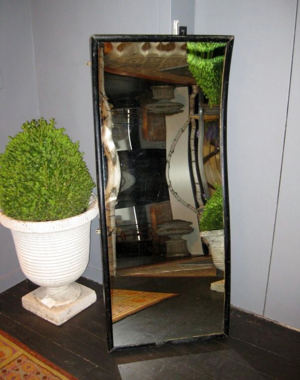 Mid-20th Century 1950's Black French Concave Mirror