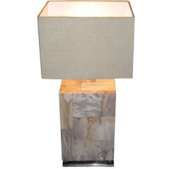 French Petrified Wood Lamp With Custom Shade