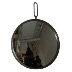 Industrial Round Steel Wall Mirror with Large Rivets, Contemporary 1