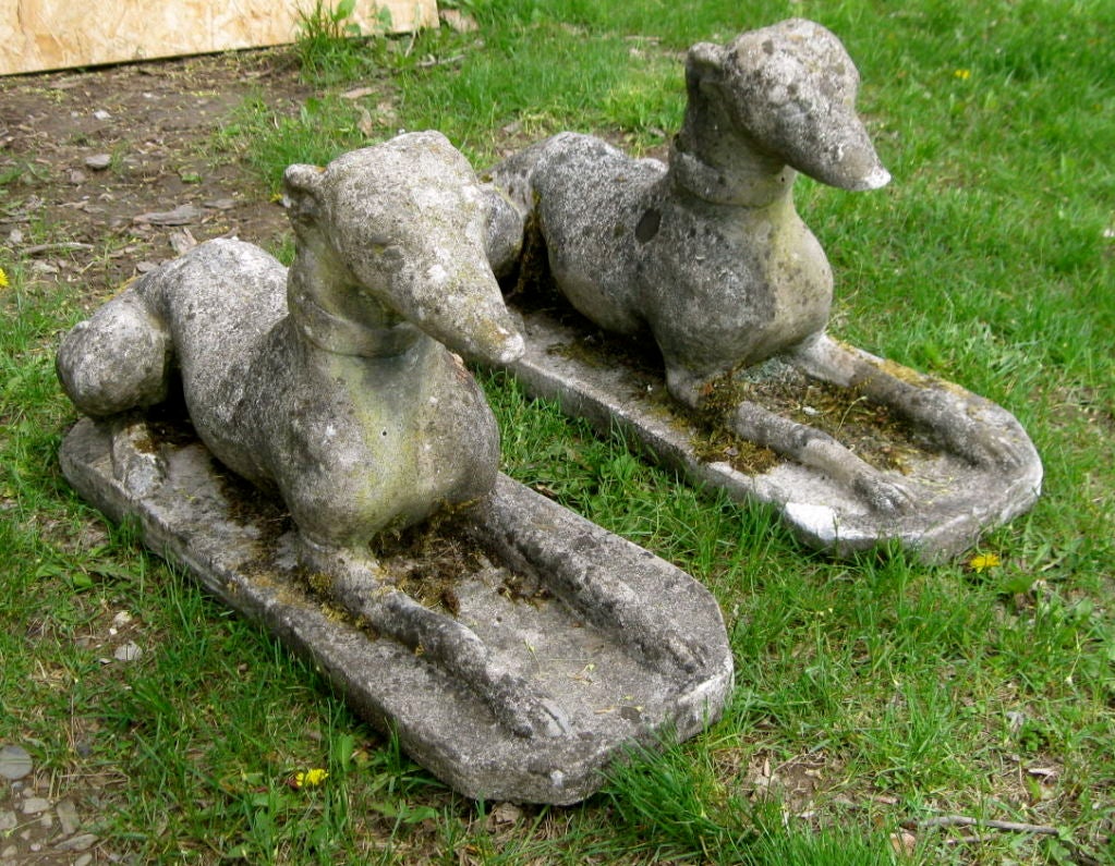 Pair of English 1920's Stone Whippets